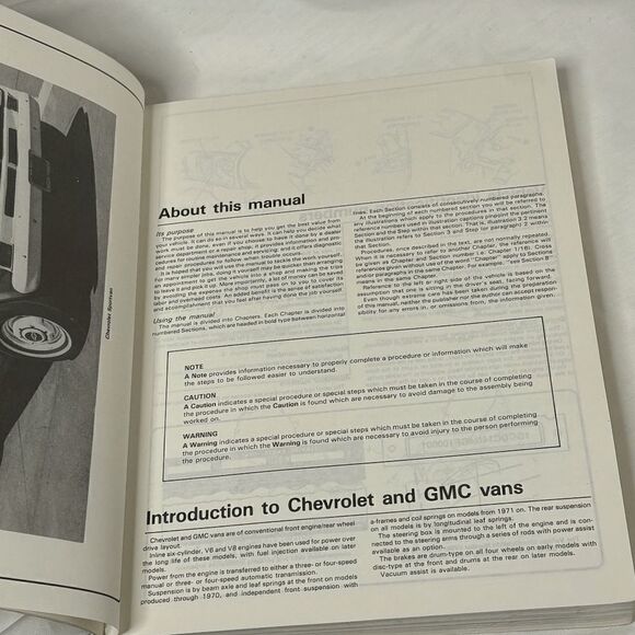 HAYNES - CHEVROLET/GMC - VANS - '68 thru '87 - WORKSHOP MANUAL #345 - Picture 5 of 7